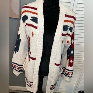 Chic Cream Patterned Women's Cardigan